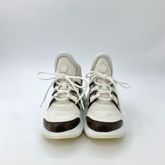 Louis Vuitton Archlight Womens Sneakers White/Brown Monogram Mesh & Leather Size - Picture 3 of 9